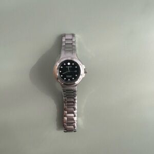 Movado Silver Bracelet Watch with Black Dial